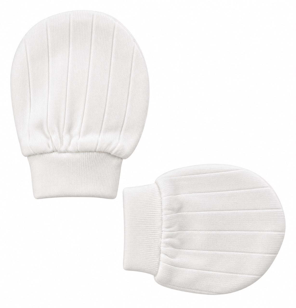 Moufles bébé en coton côtelé blanc — Naissance & Co Paris