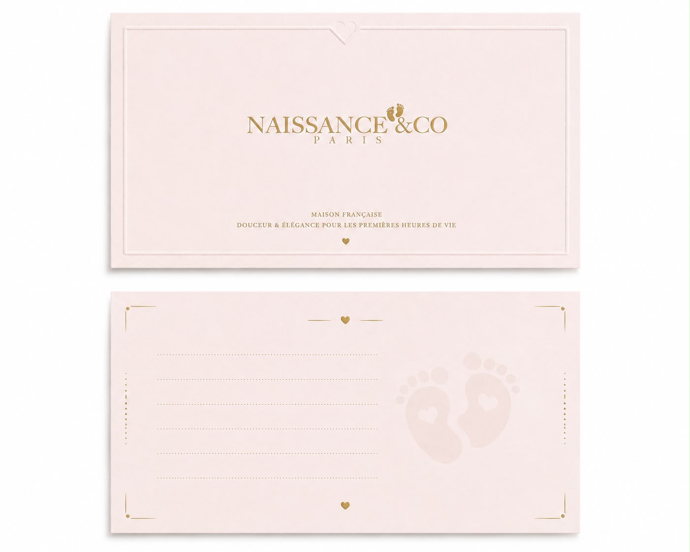 Carte cadeau rose poudré Naissance & Co Paris