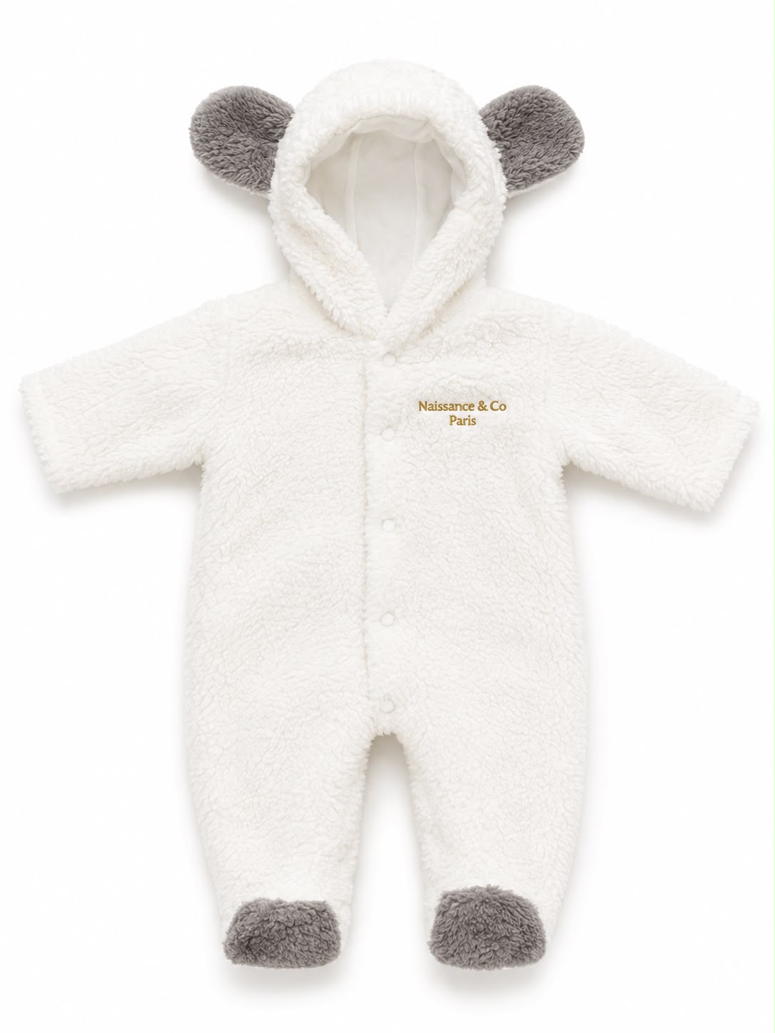 Combinaison en peluche à capuche avec oreilles — Naissance & Co Paris